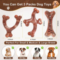 NOUGAT Indestructible Dog Chew Toys 3-Pack: Tough Nylon, Bacon Flavor, for All Sizes