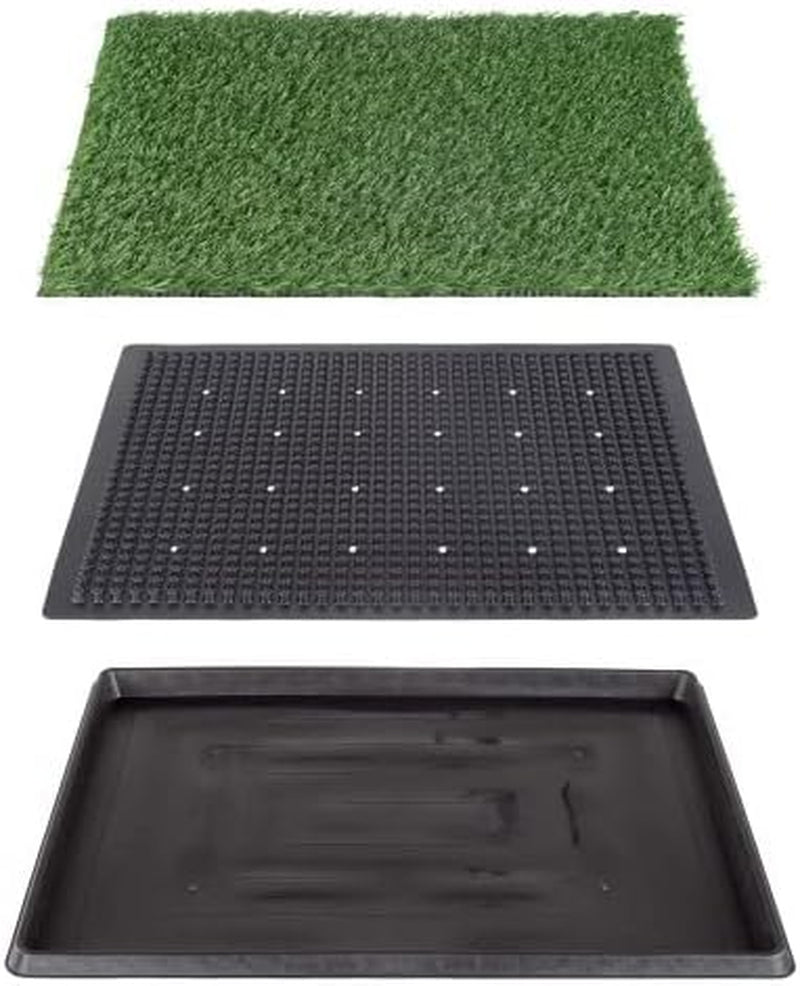 PETMAKER Artificial Grass Puppy Pee Pad with Tray – Reusable Multi-Layer Dog Potty Training Pad for Small Dogs