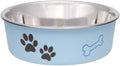 Loving Pets Bella Bowls: No-Tip Stainless Steel, Spill-Proof Pet Bowl, Medium, Blueberry Blue