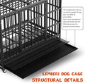 Lemberi Heavy-Duty Dog Crate – Escape-Proof, High-Anxiety Crate with Lockable Wheels, Double Doors, Removable Tray, Extra Large for Indoor Use