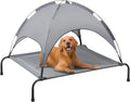 XL Outdoor Elevated Dog Bed with Canopy: Cooling, Portable, Dark Gray, Includes Carrying Bag