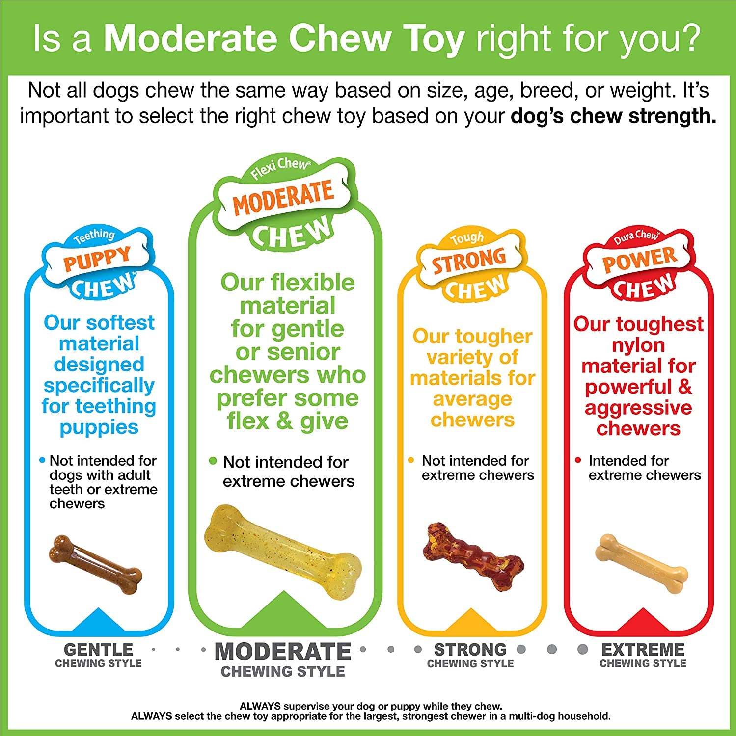 Nylabone Flexichew Bone – Moderate Chew Peanut Butter & Bacon Flavored Chew Toys for Tiny Dogs, 2-Pack for Healthy Teeth & Gum Maintenance