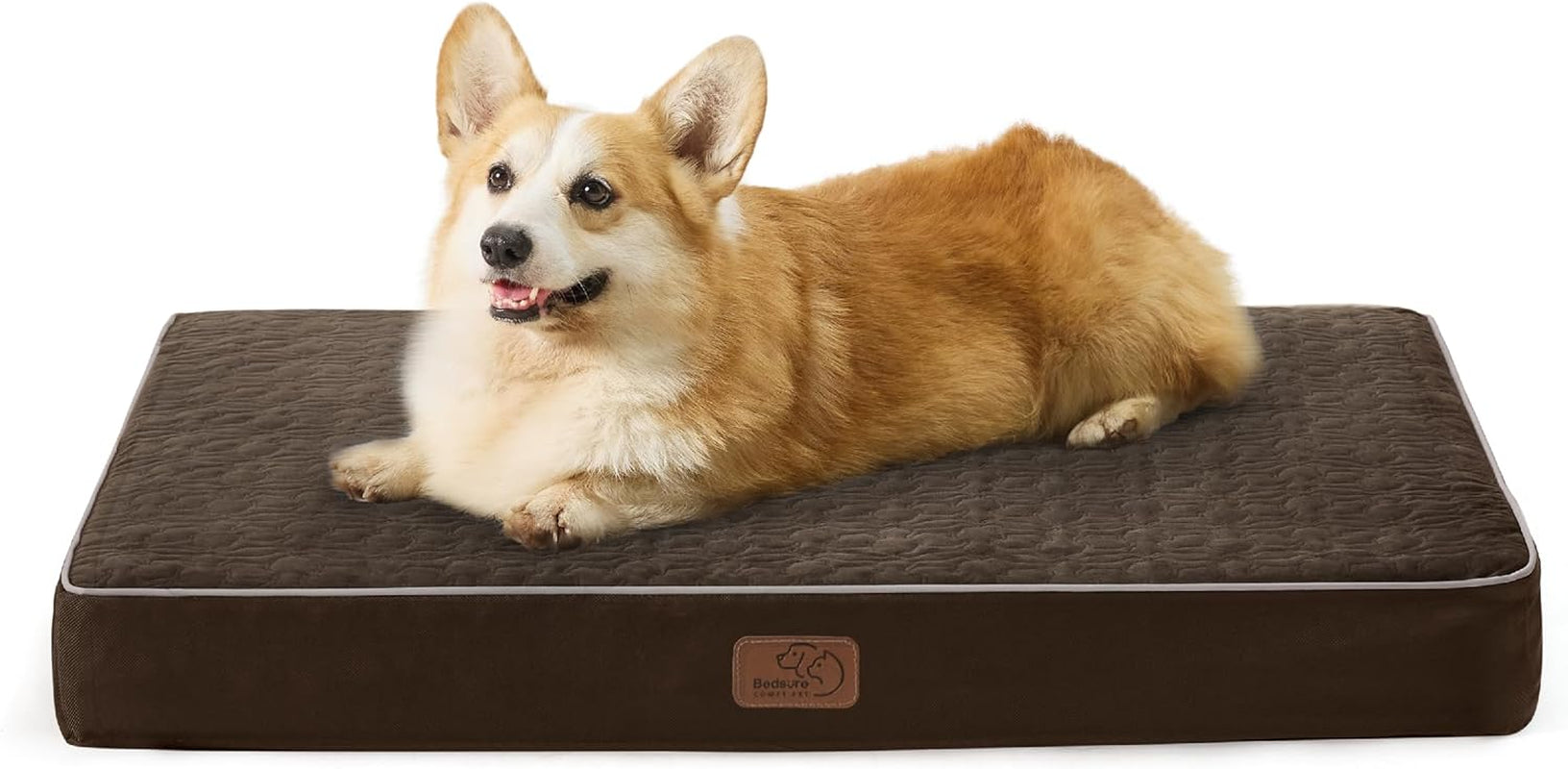 Bedsure Orthopedic Dog Bed - Memory Foam, 2-Layer, Washable Cover, Waterproof Lining, 36x27x3.5 Inch