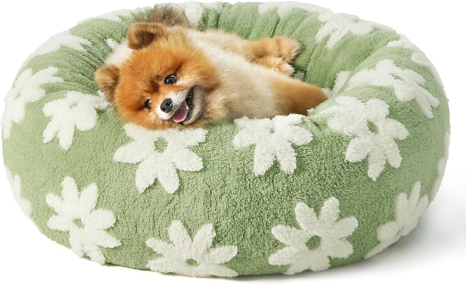 Lesure Donut Shaggy Plush Dog Bed: Calming, Anti-Slip, Various Colors & Sizes