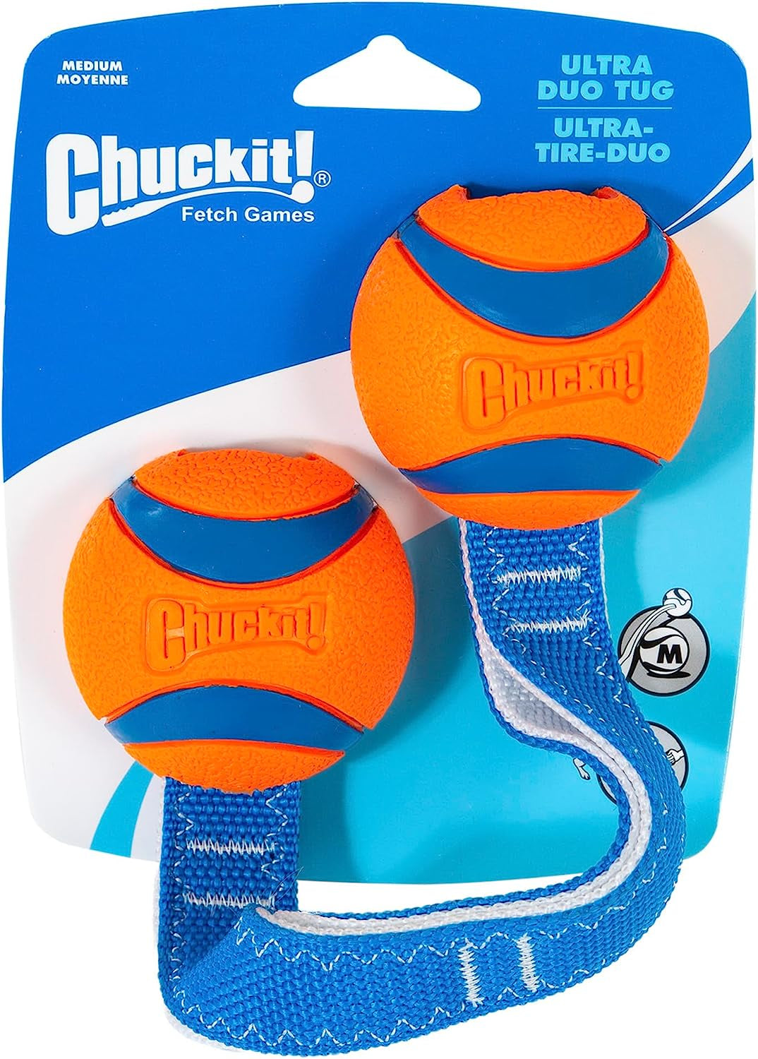 Chuckit Ultra Duo Tug Dog Toy, Medium Indoor and Outdoor Dog Ball for Dogs 20-60 Pounds