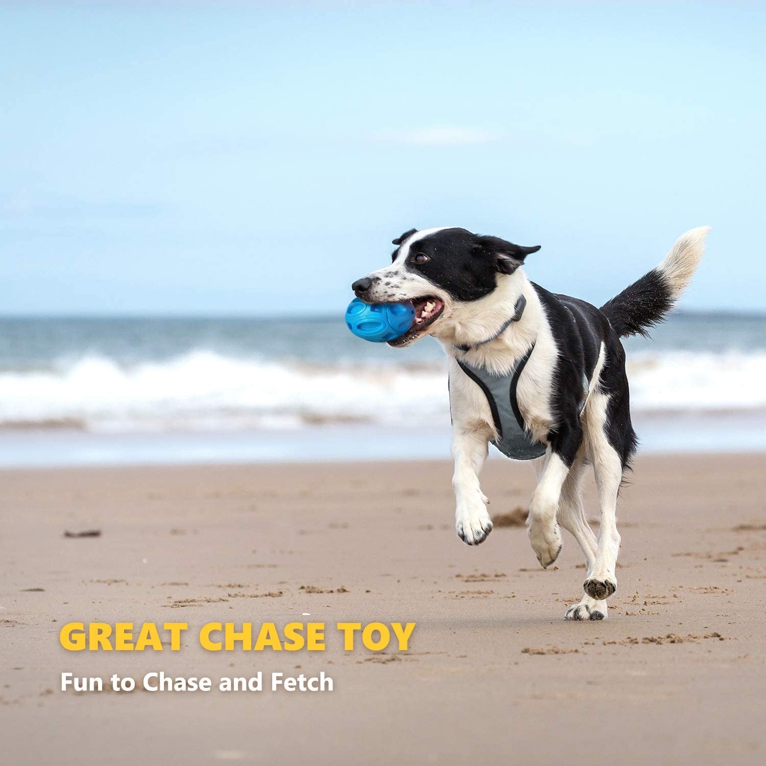 Squeaky Rubber Chew Ball for Aggressive Chewers - Durable and Almost Indestructible Pet Toy for Medium & Large Dogs