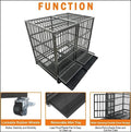 Heavy-Duty Indestructible Dog Crate – Escape-Proof Cage with Removable Trays, Wheels, Double Door, XL Size for Large Dogs