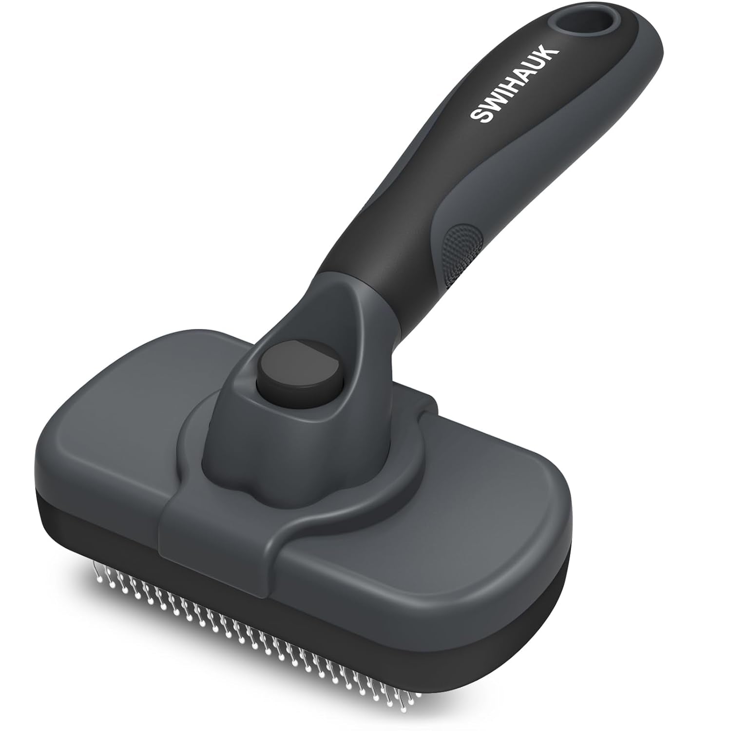Self-Cleaning Slicker Brush for Dogs & Cats - Gentle Grooming Brush for Shedding & Deshedding, Black