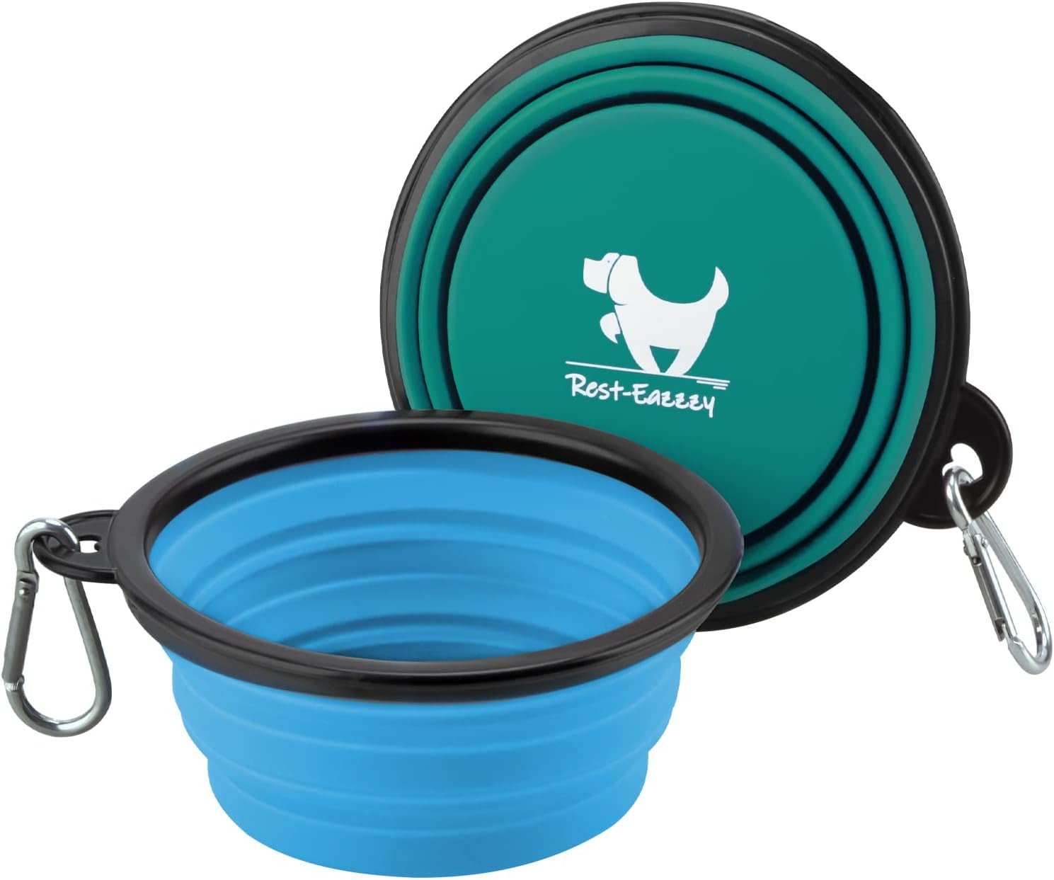 2-Pack Collapsible Dog Bowls with Carabiners: Portable, BPA-Free for Travel & Outdoor Activities