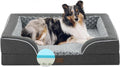 Memory Foam XL Dog Bed with Bolsters, Cooling, Waterproof, Orthopedic - Light & Dark Grey