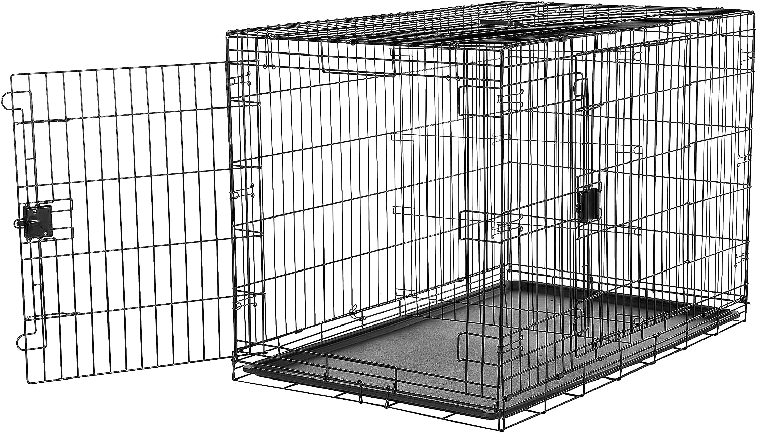 24-Inch Foldable Metal Dog Crate with Tray - Durable Single Door Wire Kennel from Amazon Basics, Black