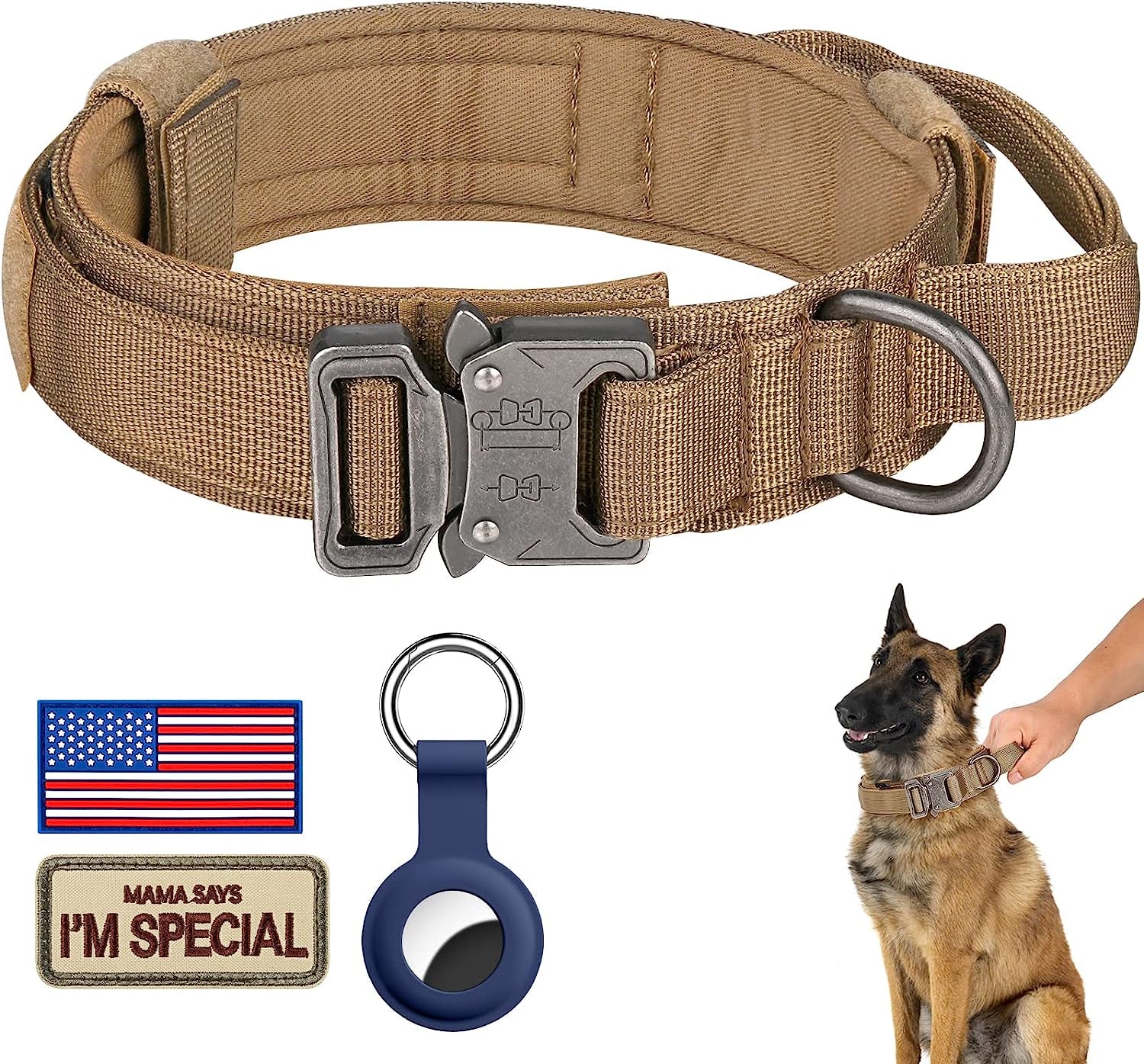 DAGANXI Tactical Dog Collar - Adjustable Military Training Collar with Handle and Metal Buckle for Medium/Large Dogs