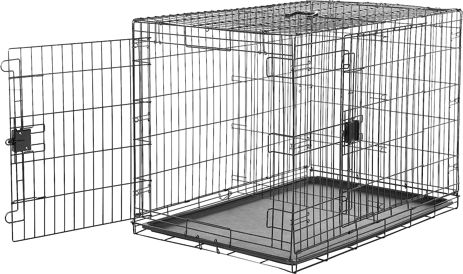 24-Inch Foldable Metal Dog Crate with Tray - Durable Single Door Wire Kennel from Amazon Basics, Black