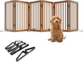 Wooden Foldable Dog Gate, Freestanding Multi-Panel Indoor Pet Gate, Extra Wide 24