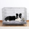 Washable Dog Crate Bed for Large Dogs - Non-Skid Comfort Pad Mat, Fits Metal Crates, Light Grey