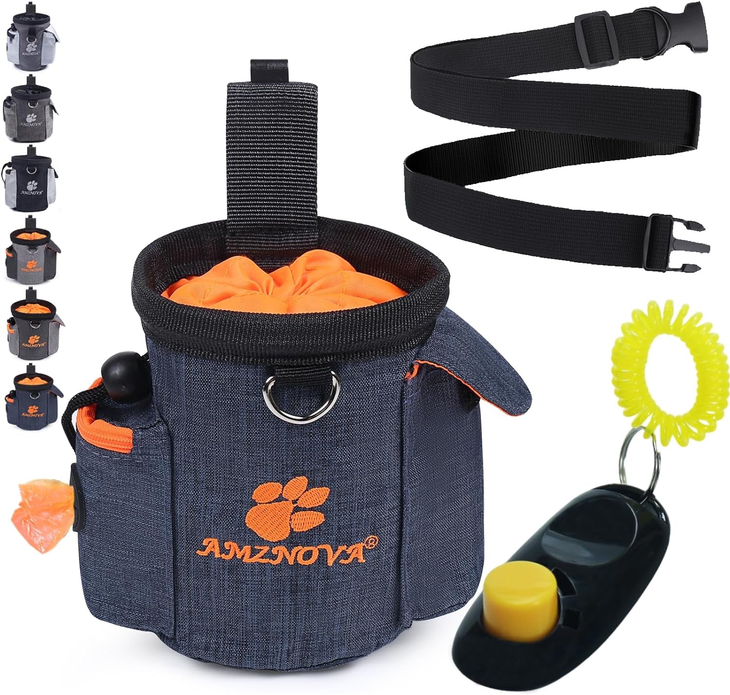 Dog Treat Bag with 3-Cup Capacity, Training Pouch with Waistband - Black