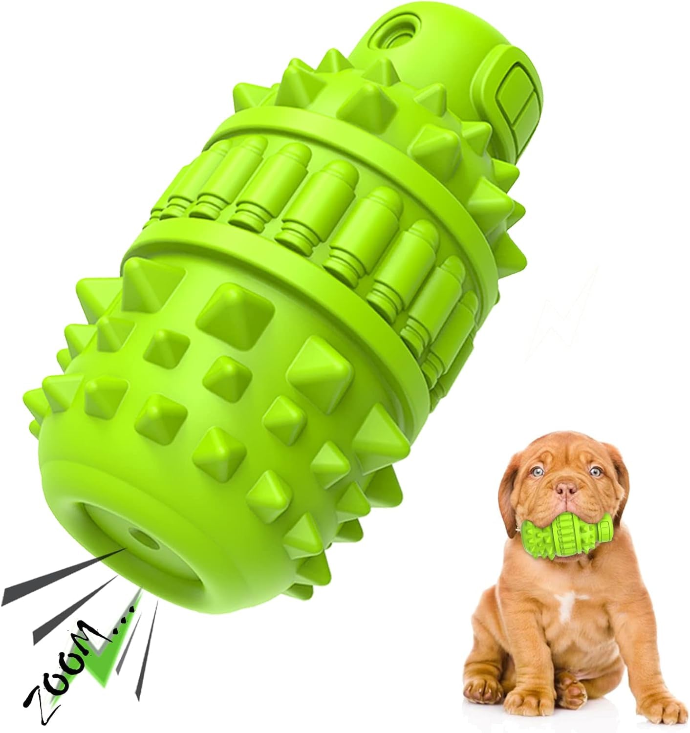 Durable Natural Rubber Dog Toy: Squeaky, for Aggressive Chewers, Large, Green