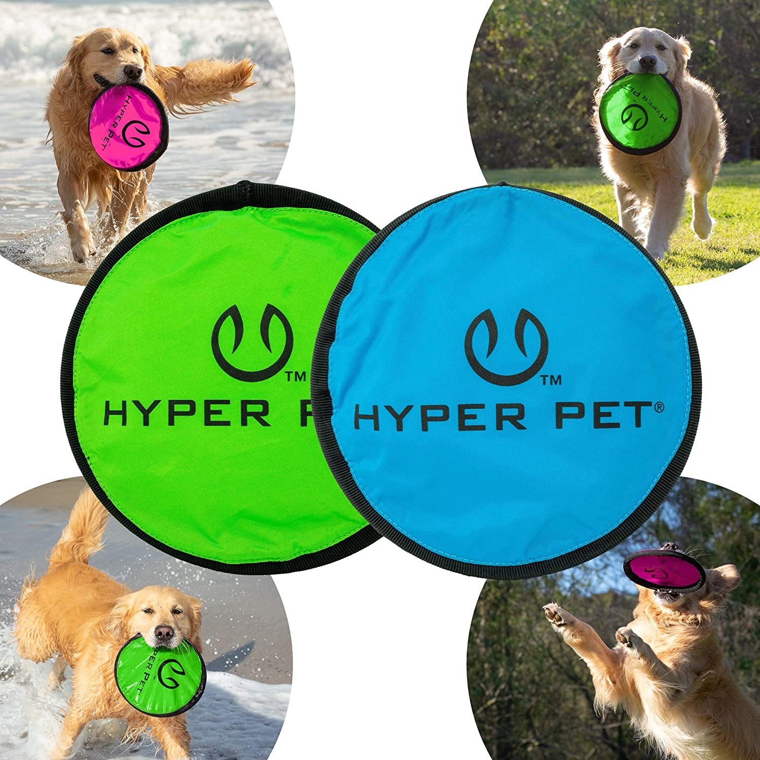 Hyper Pet Flippy Flopper 9" Flying Disc: Floats in Water, Safe on Teeth, 2-Pack, Assorted Colors