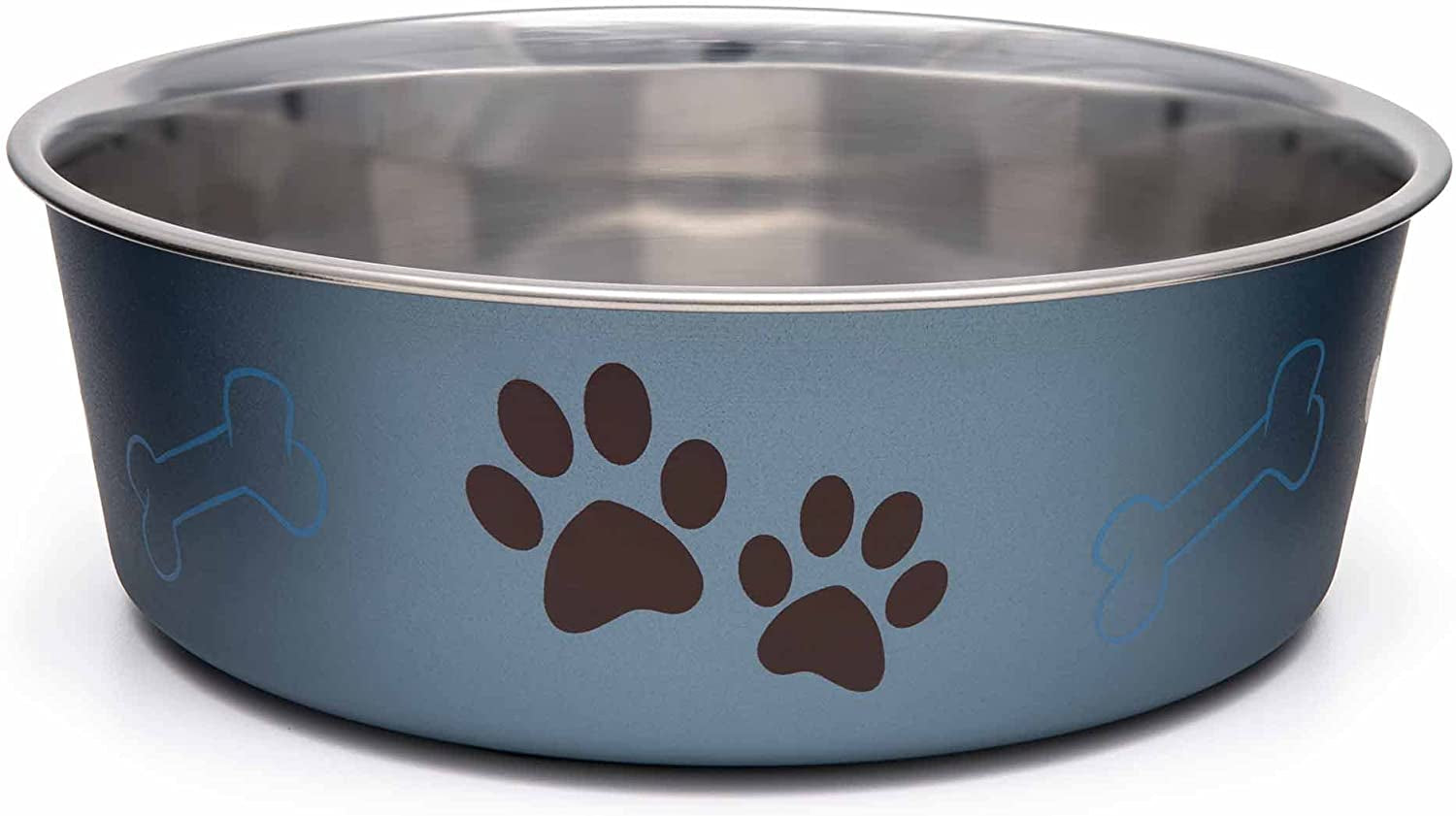 Loving Pets Bella Bowls: No-Tip Stainless Steel, Spill-Proof Pet Bowl, Medium, Blueberry Blue