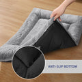 Washable Dog Crate Bed for Large Dogs - Non-Skid Comfort Pad Mat, Fits Metal Crates, Light Grey