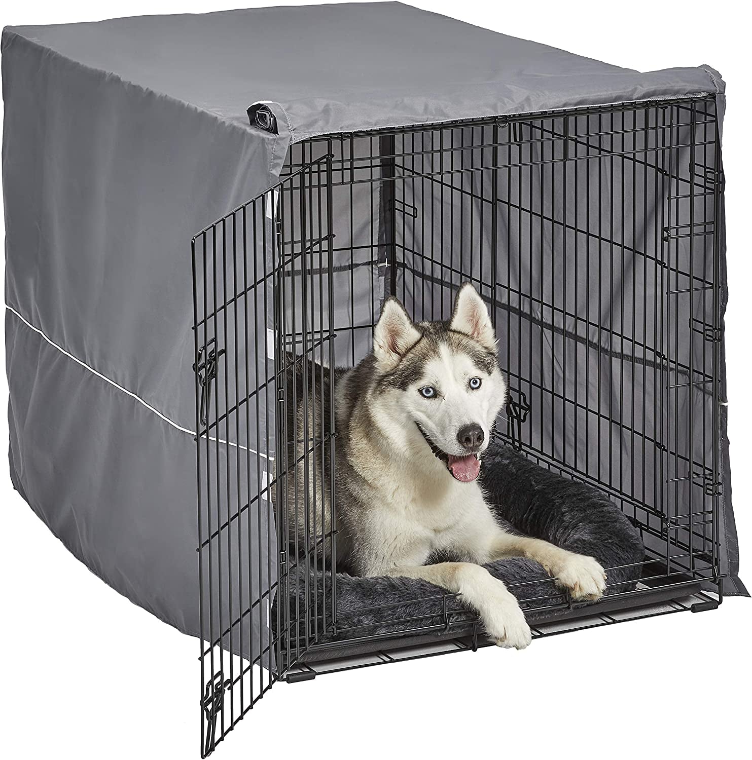 Midwest Double Door Dog Crate Kit – Includes Various Sized Dog Crate, Matching Gray Bed, Crate Cover, and Divider Panel, Durable & Easy to Clean