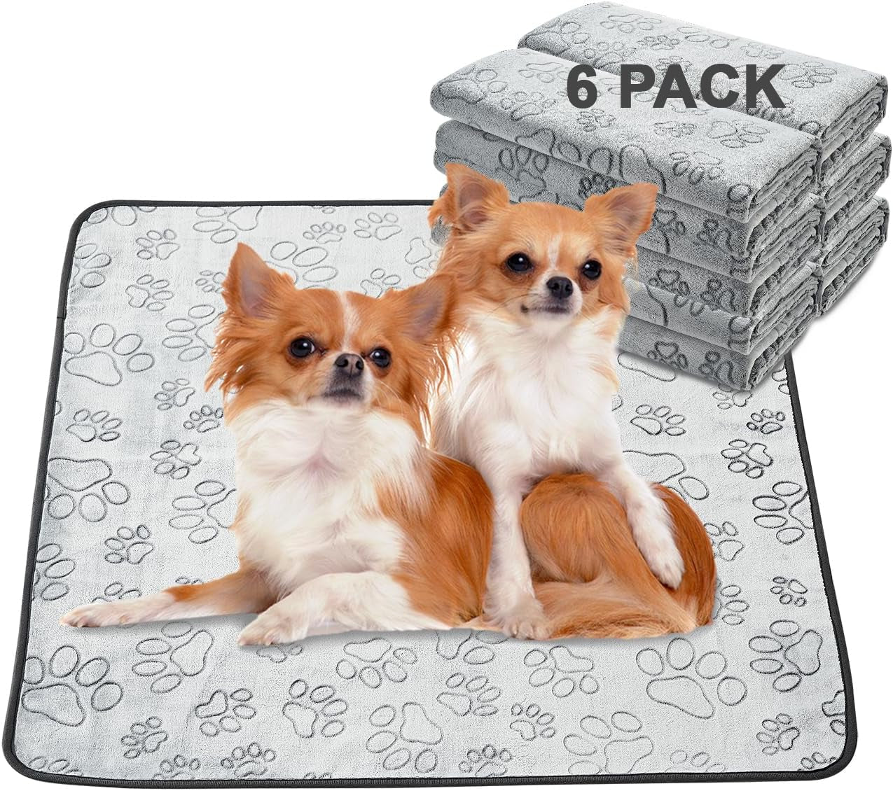 Qeils Reusable Washable Puppy Pads - 2 Pack Waterproof Non-Slip, Absorbent Training Mats for Crates, Playpens