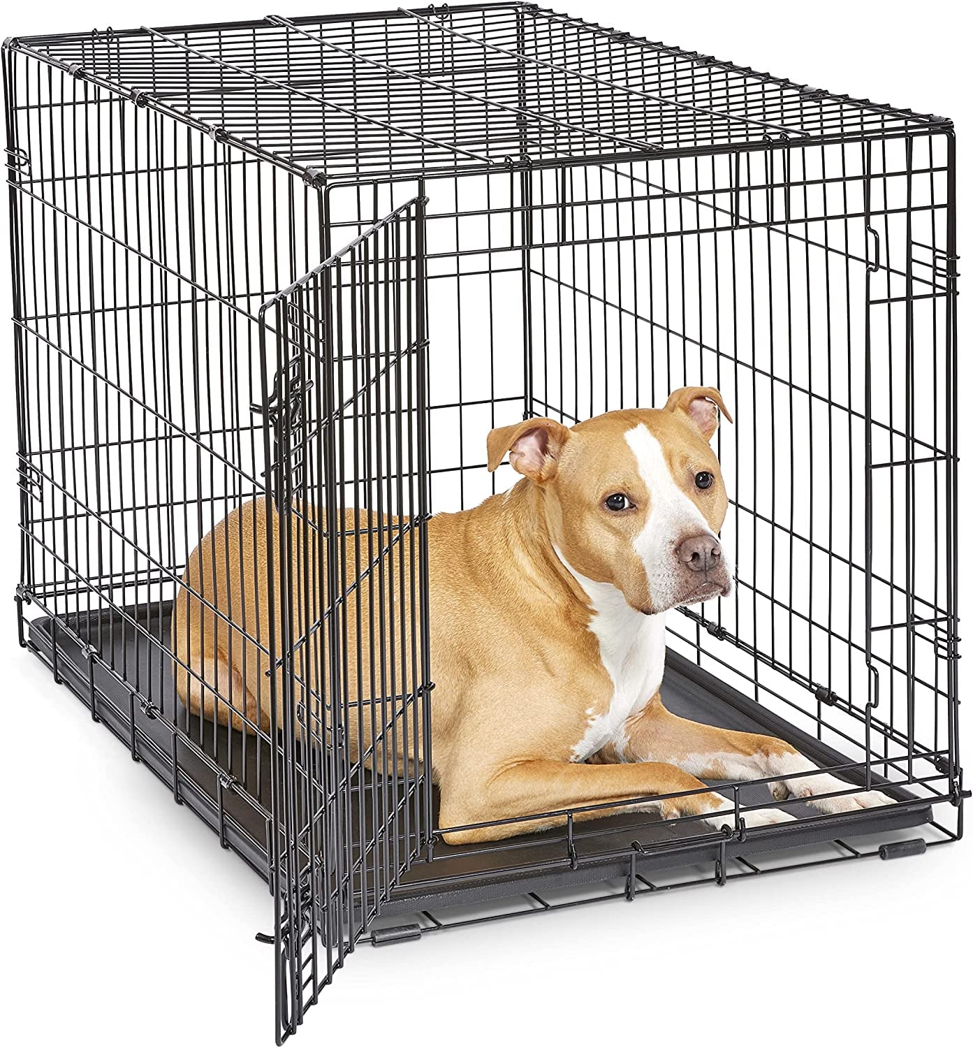 New World Single Door Dog Crate - Enhanced Design with Leak-Proof Pan, Floor Protecting Feet & Patented Features