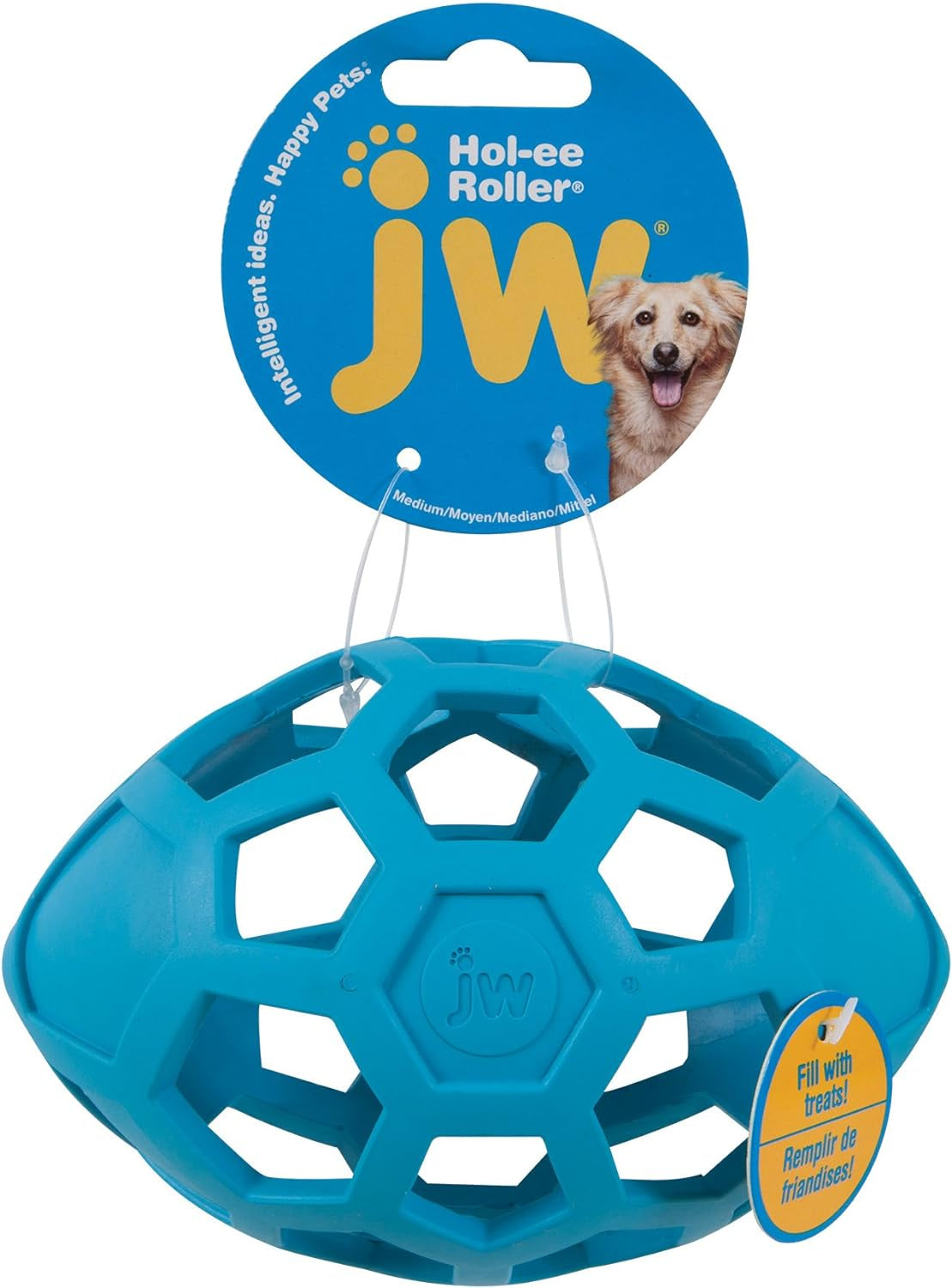 JW Pet Hol-Ee Roller, Puzzle Ball Dog Toy, Natural Rubber, Large, 5.5 Inch Diameter