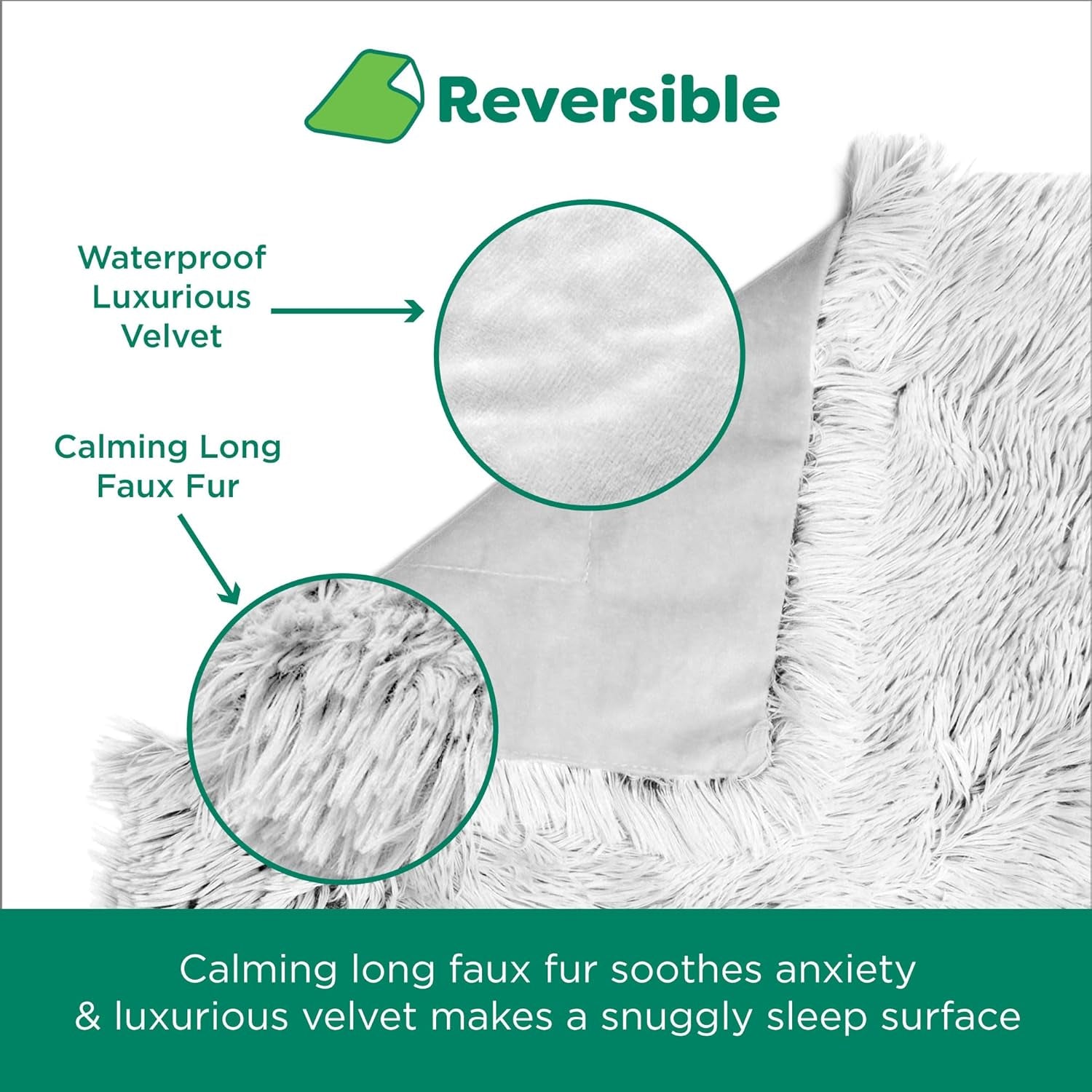 Furhaven Waterproof Plush Throw Blanket – Soft Calming Faux Fur & Velvet Washable Pet Blanket for Dogs, Mist Gray, Medium