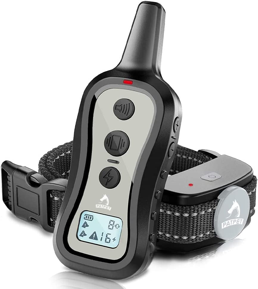 PATPET Dog Training Collar with Remote, Beep/Vibration/Shock, 1000 Ft Range, Rainproof