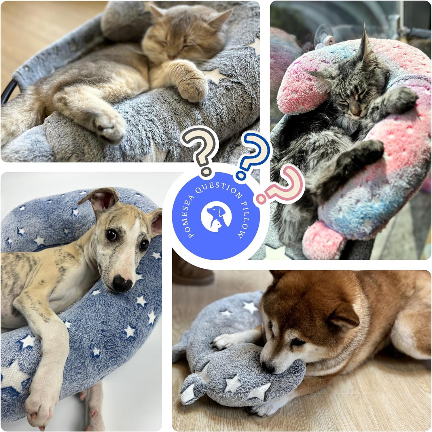 Glow in the Dark Dog Calming Pillow, Soft Cozy Question Mark Pillow, Machine Washable, Ideal for Nighttime Comfort