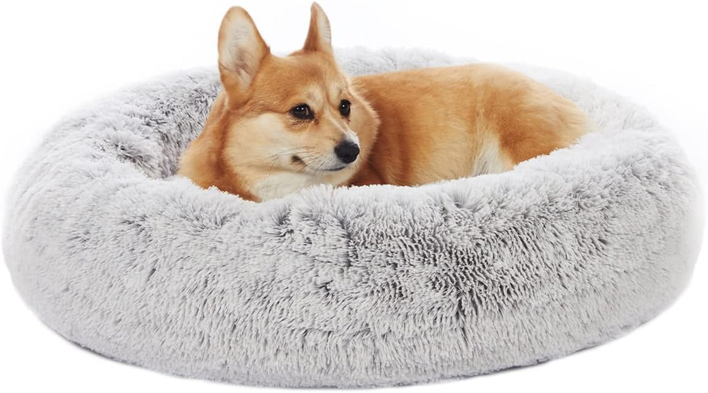 Calming Donut Dog Bed, 36" - Fluffy, Anti-Anxiety, Washable for Large Dogs - Various Colors & Sizes