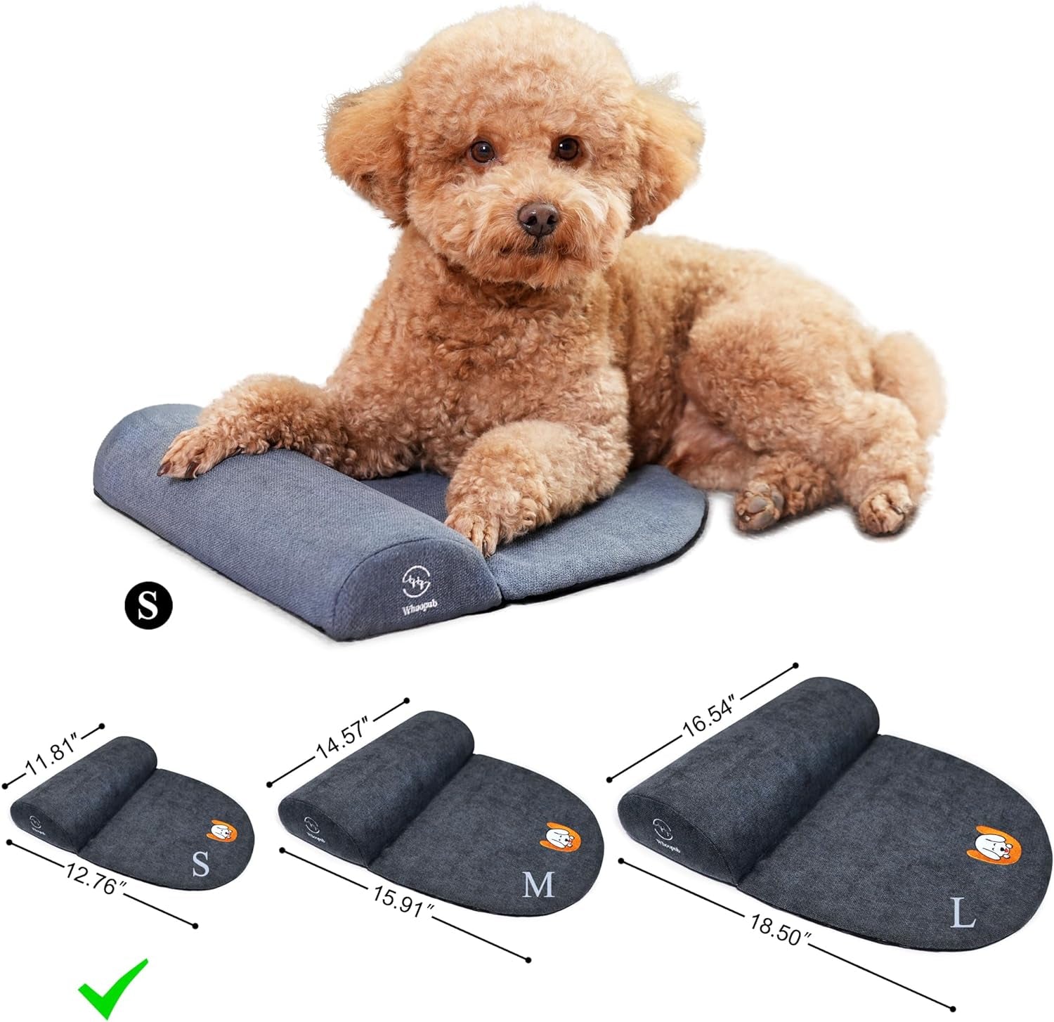 Large Dog Bolster Pillow/Headrest, High Resilience Foam for Cervical Neck Support, Machine Washable Cover