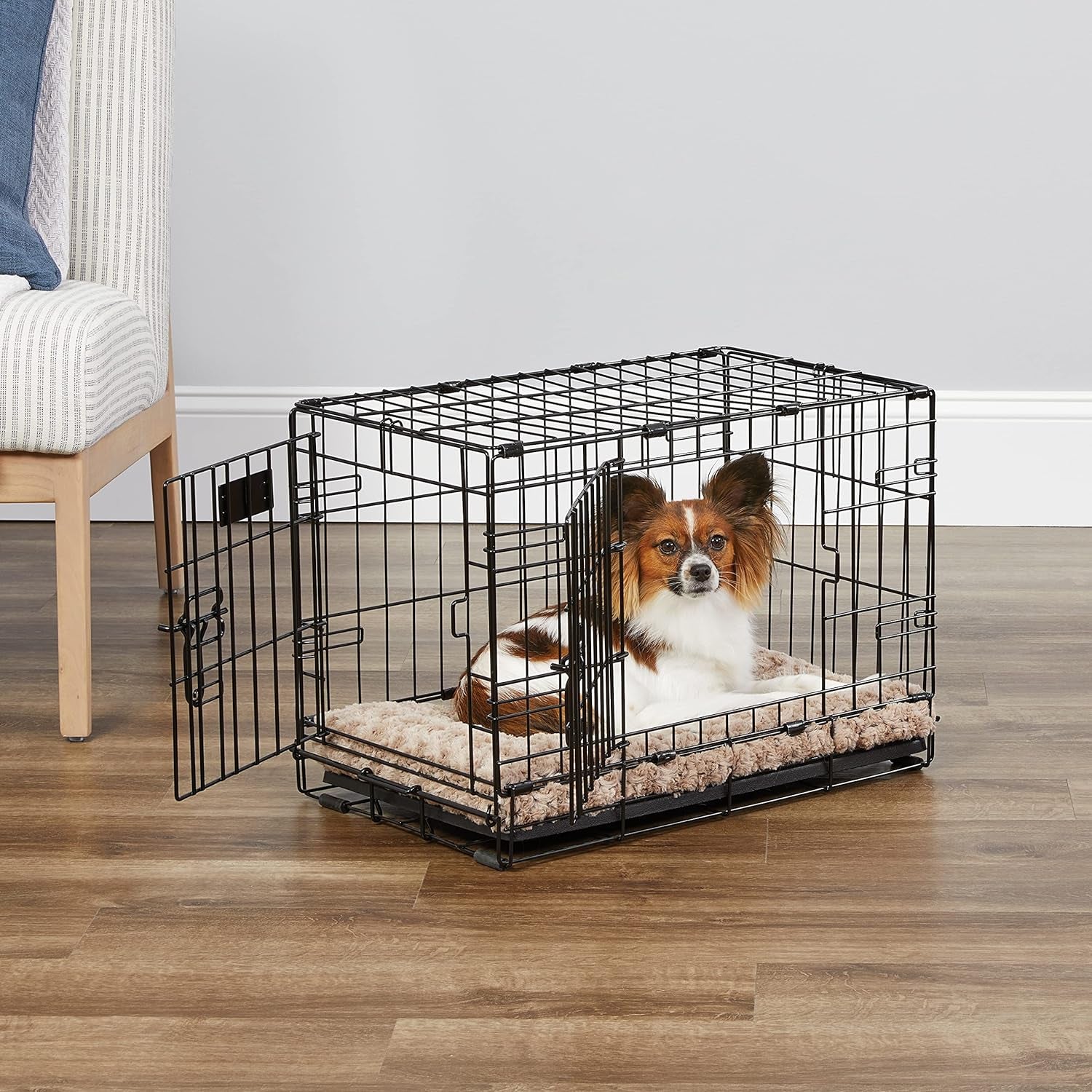 Midwest Double Door Enhanced Crate – Various-Sized Dog Crate with Leak-Proof Pan, Divider Panel, Patented Features, and Floor-Protecting Feet