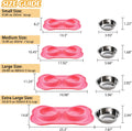 Hubulk 2 Stainless Steel Dog Bowls with Non-Skid Silicone Mat - Small, Pink, Includes Food Scoop