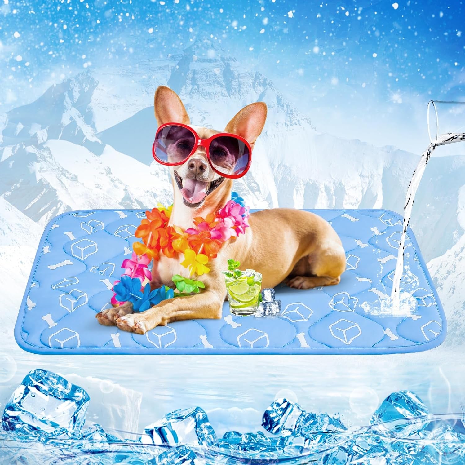 Cooling Mat for Extra Large Dogs - Waterproof & Washable Mat with Color-Changing Arc-Chill Cooling Fiber