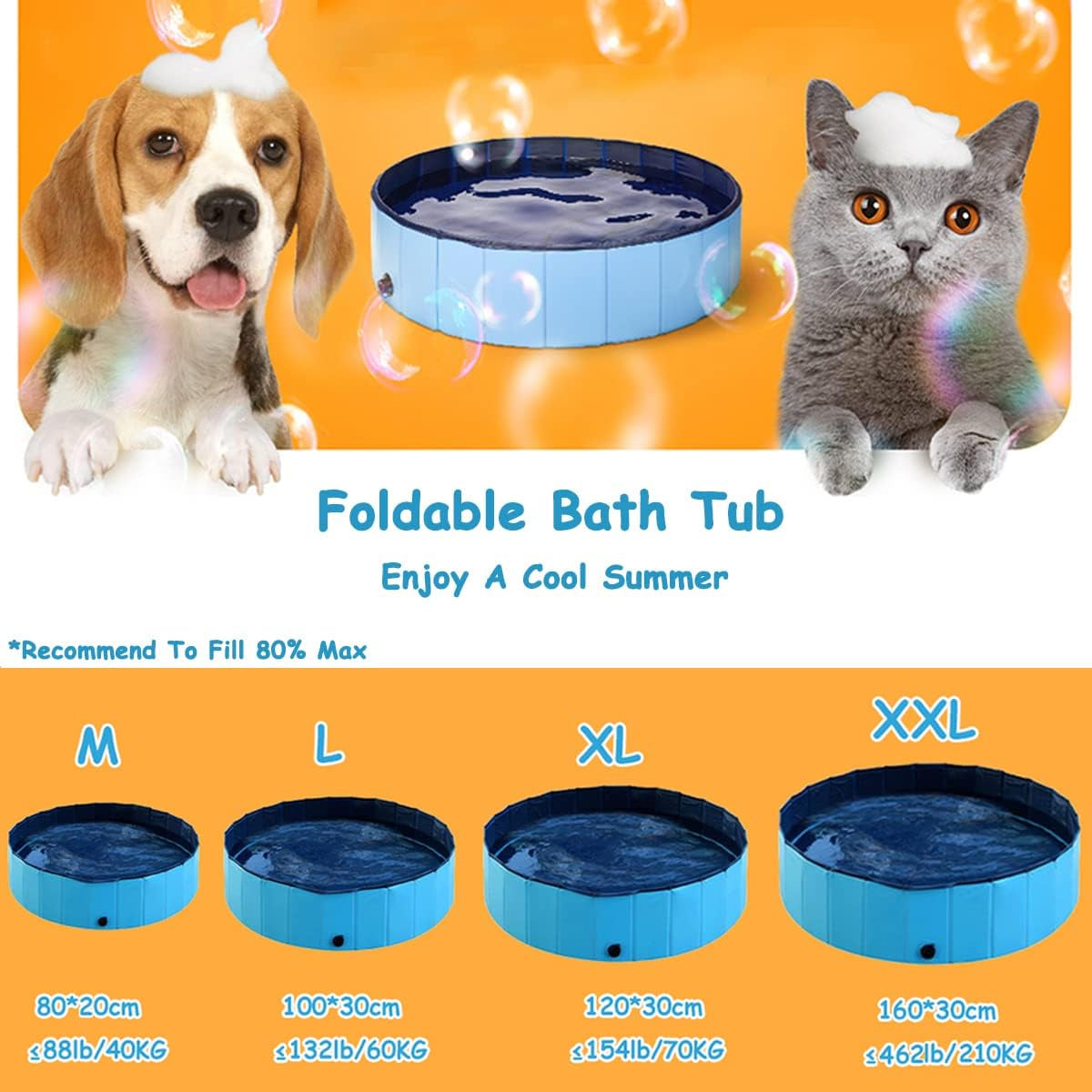 Portable Foldable Dog Pool, PVC, Suitable for Indoor & Outdoor Use, 32"x8"