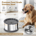 UPSKY Dog Water Bowl, 6.5L, No-Spill, Stainless Steel, Anti-Slip Mat - Large, Grey