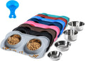 Hubulk 2 Stainless Steel Dog Bowls with Non-Skid Silicone Mat - Small, Pink, Includes Food Scoop