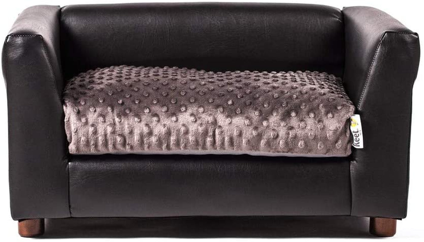 Keet Fluffy Deluxe Dog Bed Sofa – Stylish Dark-Colored Sofa Bed, Comfortable and Cozy Design for Small Dogs