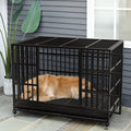 Lemberi Heavy-Duty Dog Crate – Escape-Proof, High-Anxiety Crate with Lockable Wheels, Double Doors, Removable Tray, Extra Large for Indoor Use