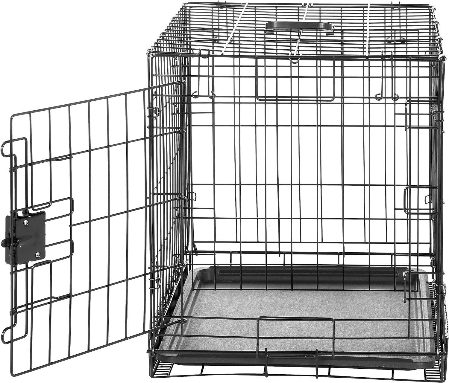 24-Inch Foldable Metal Dog Crate with Tray - Durable Single Door Wire Kennel from Amazon Basics, Black