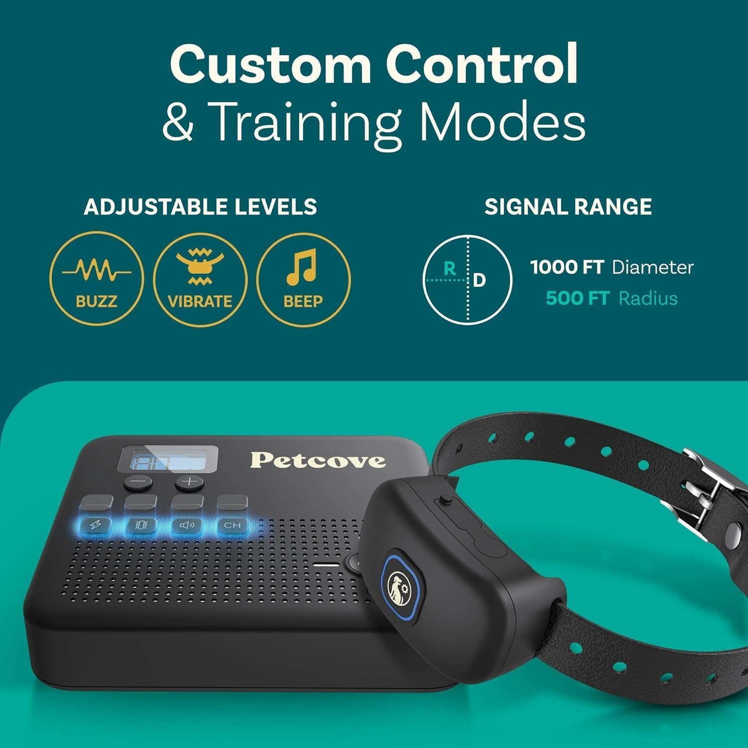 Wireless Dog Fence & Remote Training System for 2 Dogs, Non-GPS 2.4GHz with Beep, Vibration & Shock