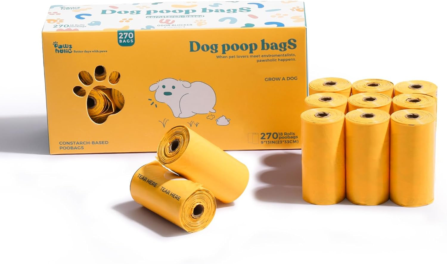 Certified Biodegradable Dog Poop Bags, Leak-Proof & Thickened Pet Waste Bags, Eco-Friendly Disposal Solution