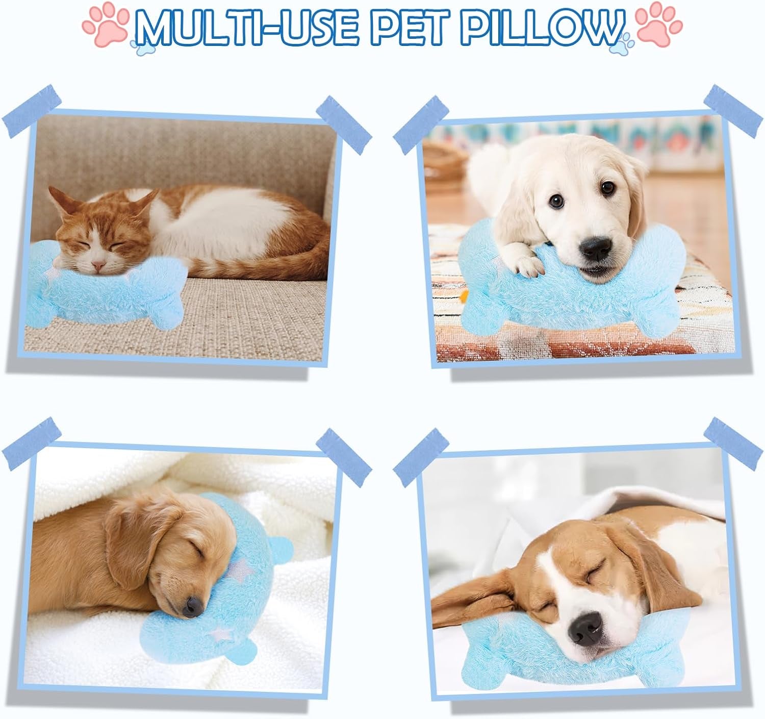 Soft U-Shaped Dog Calming Pillow, Fluffy Pet Neck Pillow, Anxiety Relief Bed Pillow for Pets