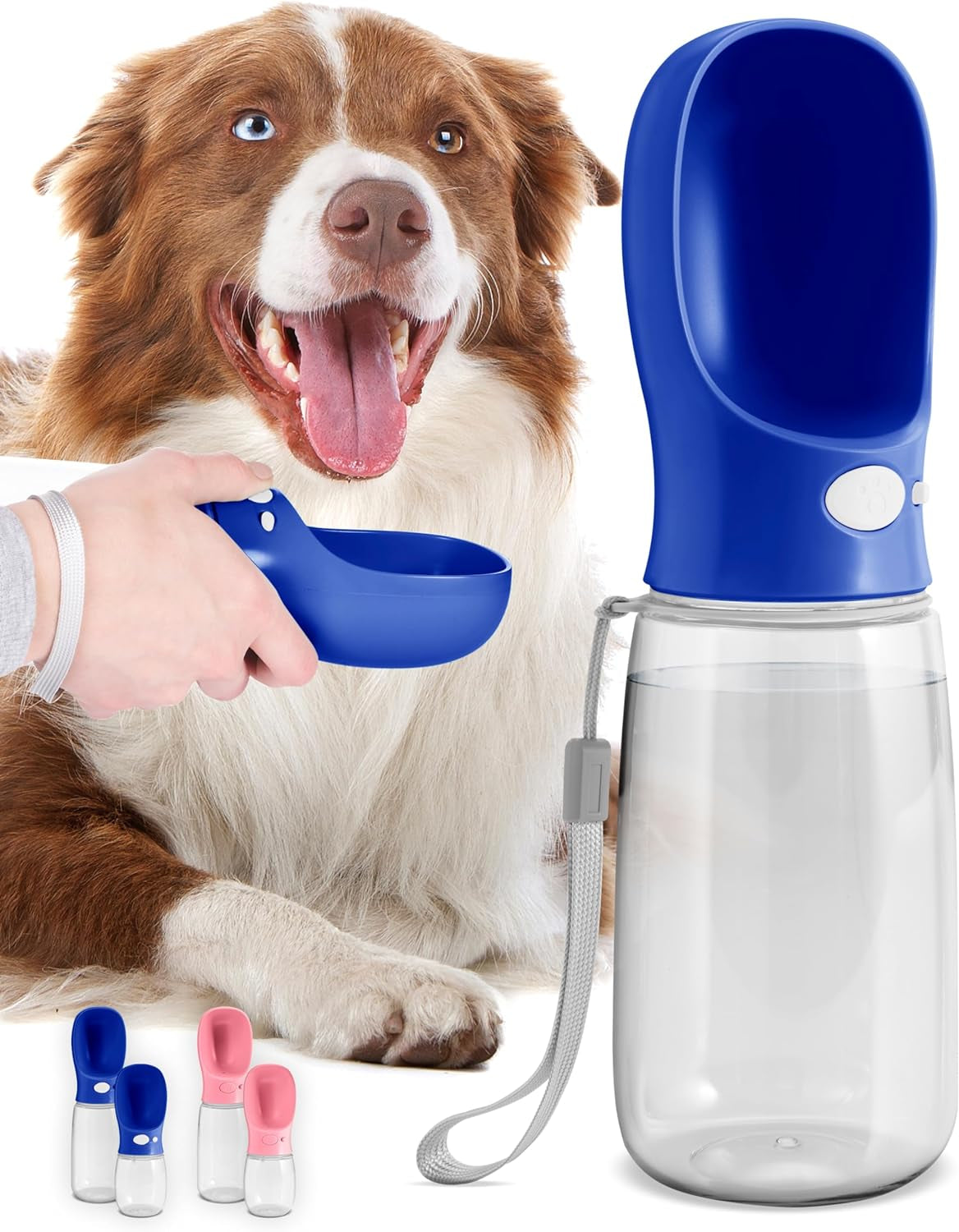 Malsipree Portable Dog Water Bottle 19oz: Leak-Proof, Lightweight with Travel Bowl, Various Colrs & Sizes