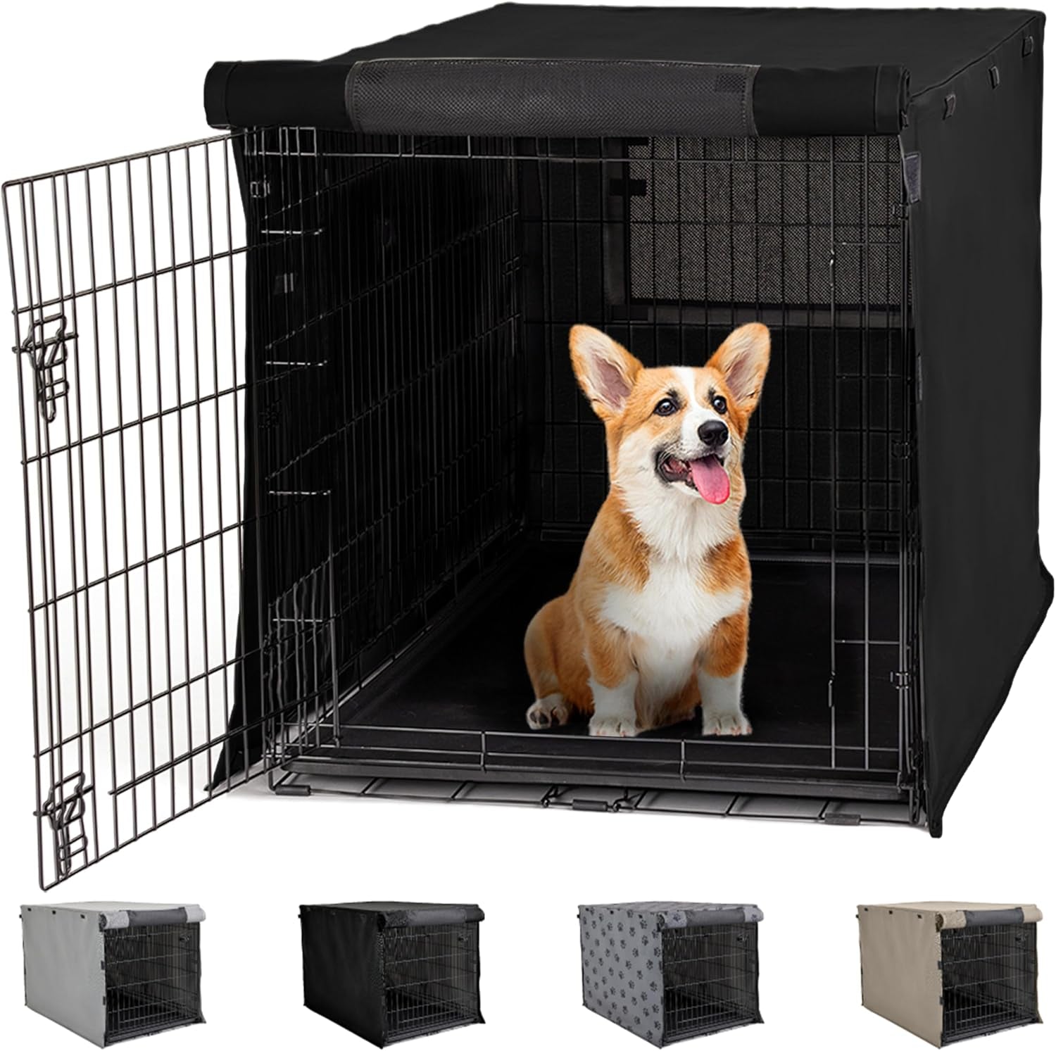 Gorilla Grip Heavy Duty Dog Crate Cover - Privacy Cover with Mesh Windows, Fits 30" Wire Crates, Washable, Paw Design