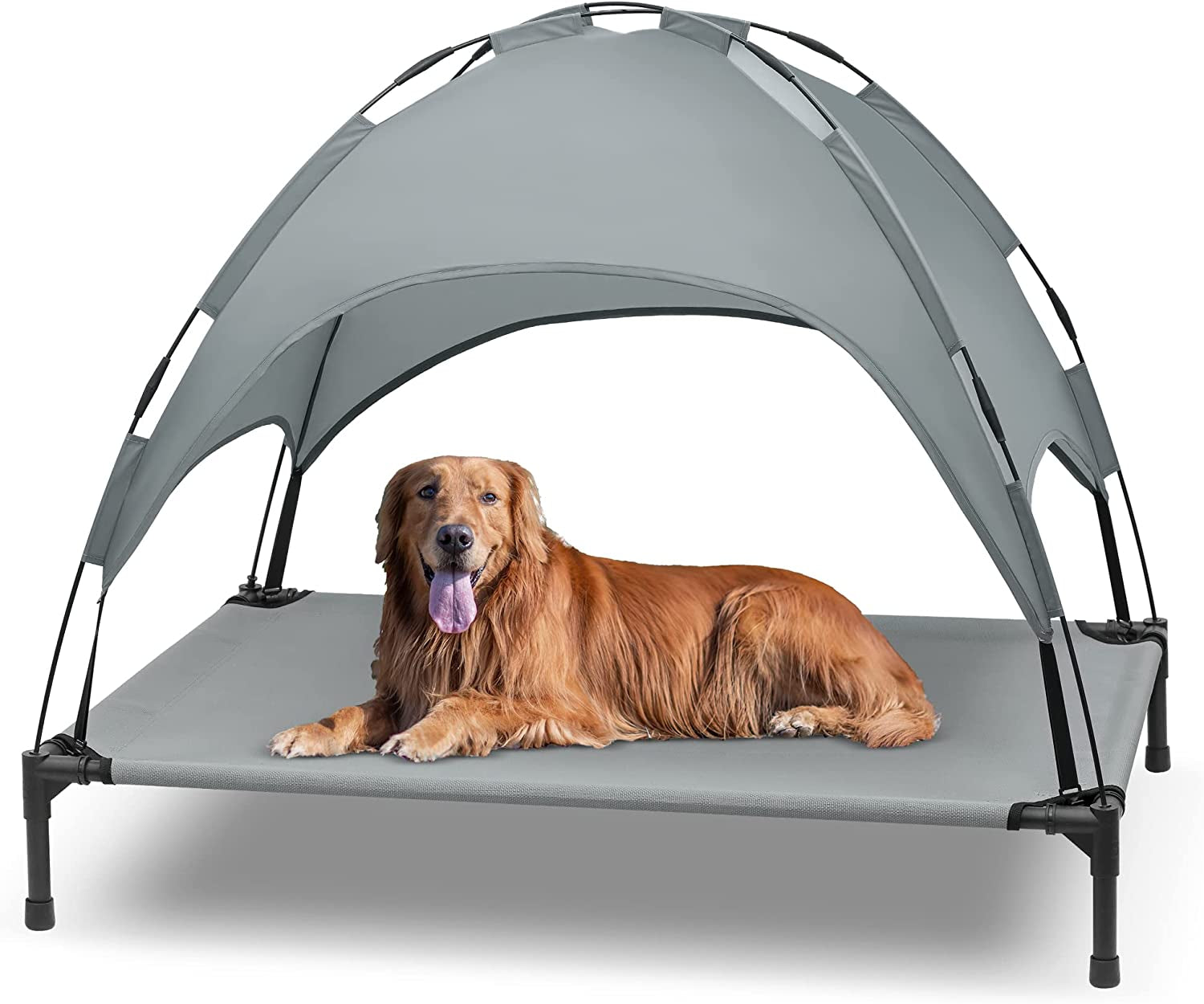 Heeyoo Outdoor Elevated Dog Bed with Canopy: Cooling, Portable Pet Cot for All Dog Sizes