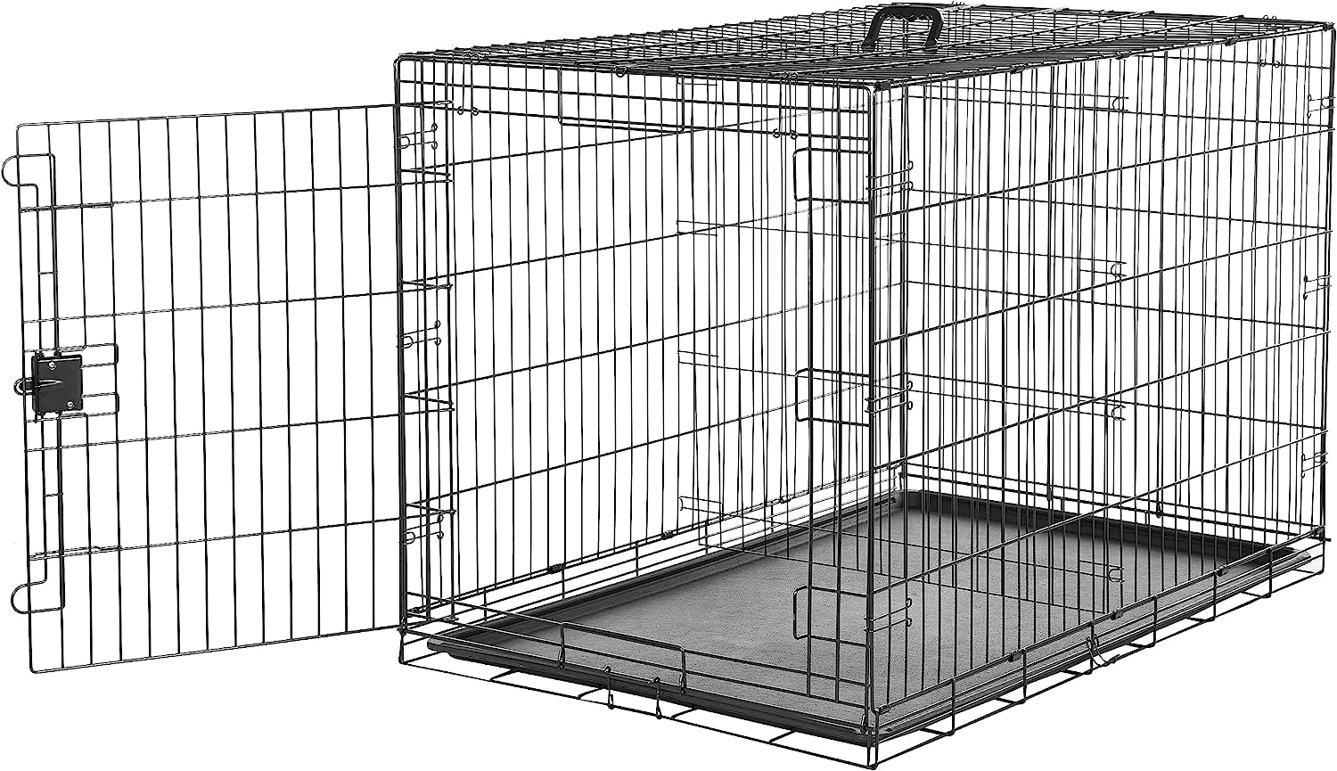 24-Inch Foldable Metal Dog Crate with Tray - Durable Single Door Wire Kennel from Amazon Basics, Black