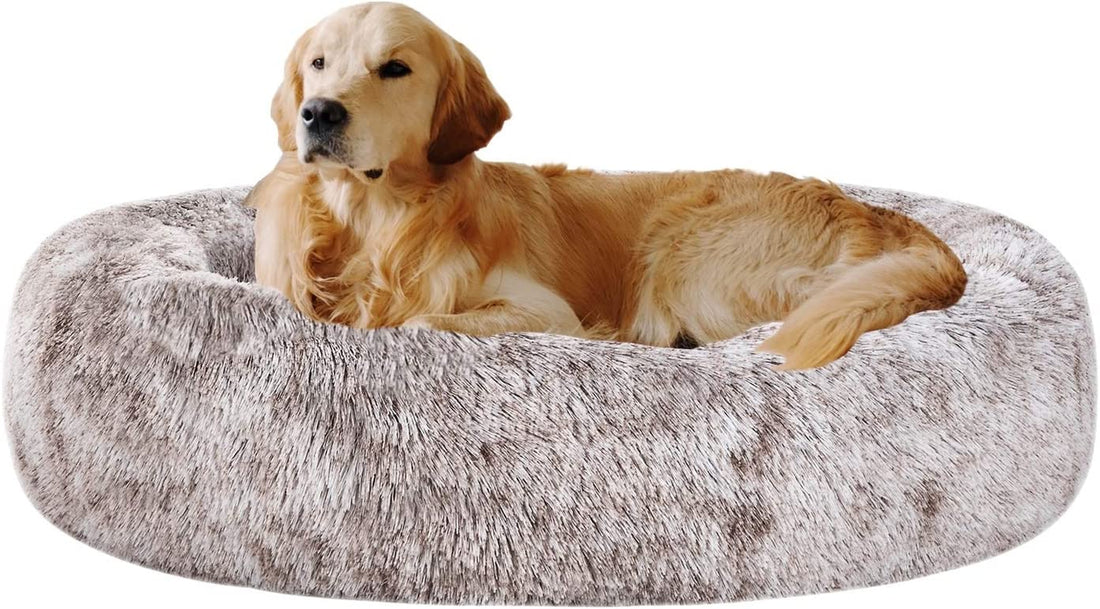 Coohom Oval Donut Cuddler Dog Bed 36", Shag Faux Fur, Washable - for Small & Medium Breeds